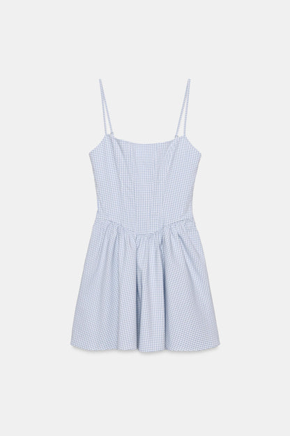 VESTIDO COSETERO VOLUMEN CUADRO VICHY