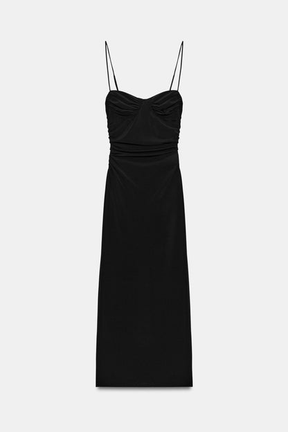VESTIDO MIDI TIRANTES FRUNCES