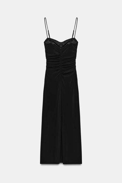 VESTIDO MIDI TIRANTES FRUNCES